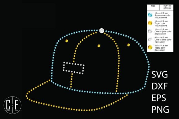 Baseball Cap Rhinestone Template: Graphics for T-Shirt Designs