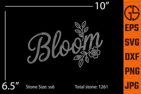 Bloom Rhinestone Cursive SVG Template