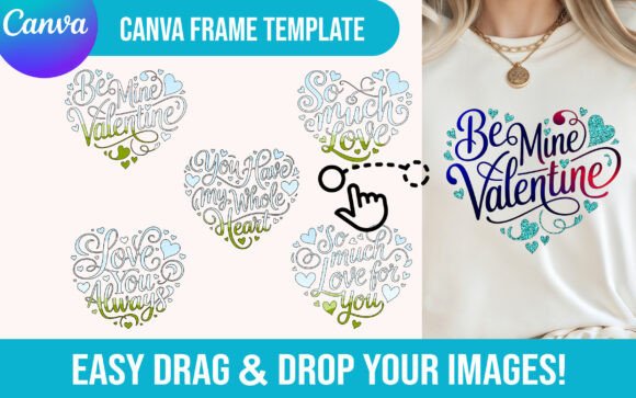 Editable Valentine Canva Frame Template: Graphics for T-Shirt Designs & Content