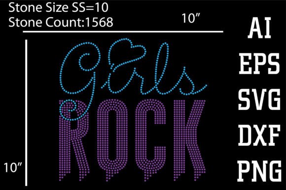 Girls Rock Rhinestone Template: Graphics for T-Shirt Designs