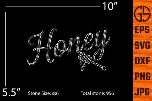 Honey Rhinestone Cursive SVG Template: Graphics for T-Shirt Designs