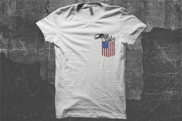 Illustration USA Flag Pocket HandGun Graphics
