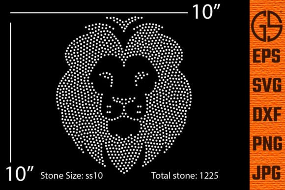 Lion Rhinestone Template Design: Graphics for Bold T-Shirt Designs