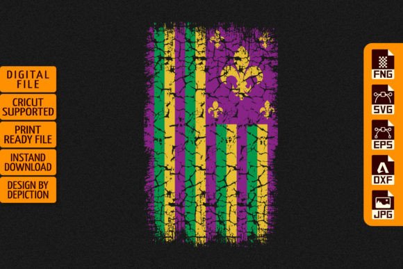 Mardi Gras Flag T-Shirt Print Template: Graphics & T-Shirt Designs