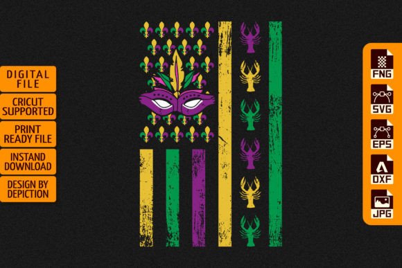 Mardi Gras Flag T-Shirt Template: Graphics for Bold T-Shirt Designs
