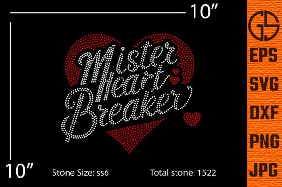 Mister Heart Breaker Rhinestone Template