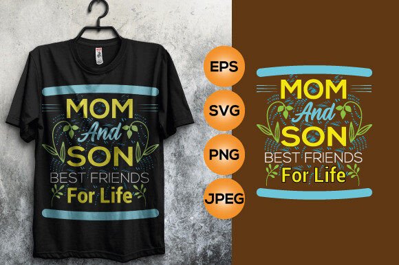 Mom and Son T-Shirt Design Template: Graphics & Print Templates