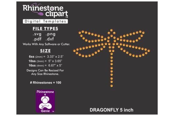 Rhinestone Template Design DRAGONFLY: Graphics for T-Shirt Designs
