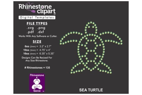 Rhinestone Template Design SEA TURTLE: Graphics for T-Shirt Designs