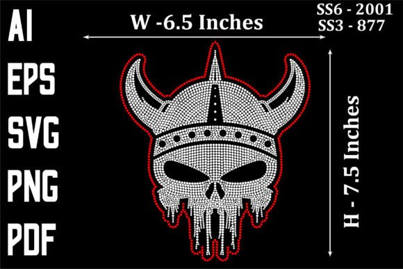 Rhinestone Template for Viking Skull: Graphics & T-Shirt Designs
