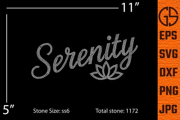 Serenity Rhinestone Cursive SVG Template: Graphics for T-Shirt Designs