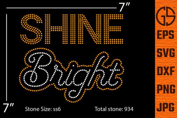 Shine Bright Rhinestone Design Template: Graphics for T-Shirt Designs