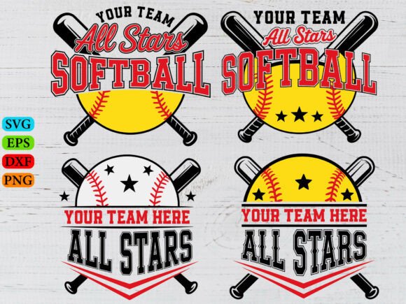 Softball All Stars Team SVG Template
