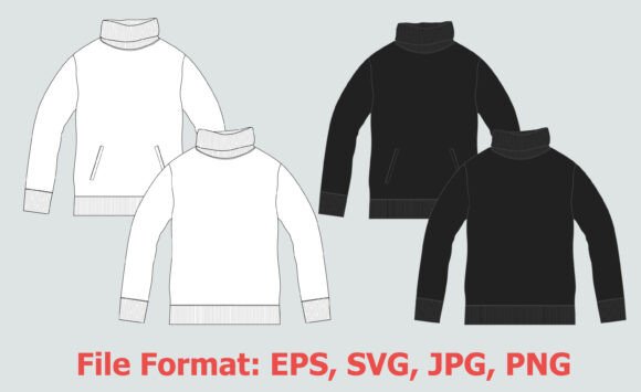Sweatshirt Template White and Black SVG: Graphics for Hoodies Sweatshirts