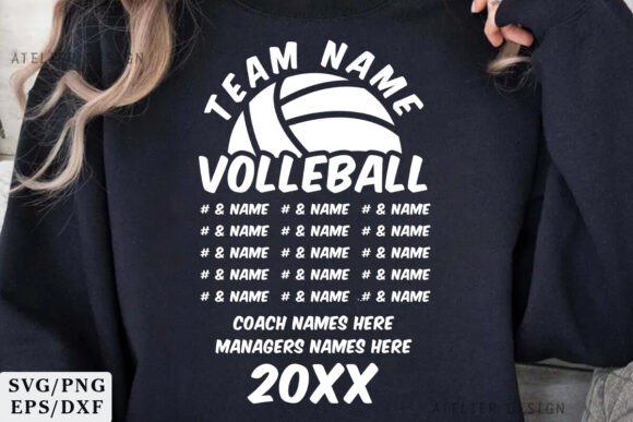 Volleyball Team Template SVG Roster: Graphics for T-Shirt Designs